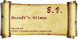 Bozsán Vilmos névjegykártya